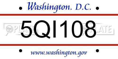 5QI108 District Of Columbia License Plate