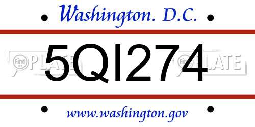 5QI274 District Of Columbia License Plate