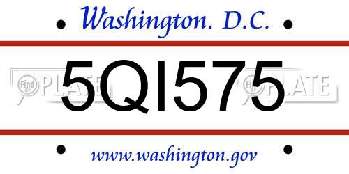 5QI575 District Of Columbia License Plate