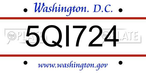 5QI724 District Of Columbia License Plate