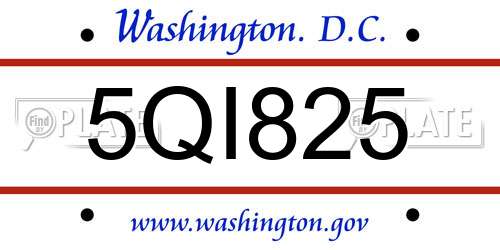 5QI825 District Of Columbia License Plate