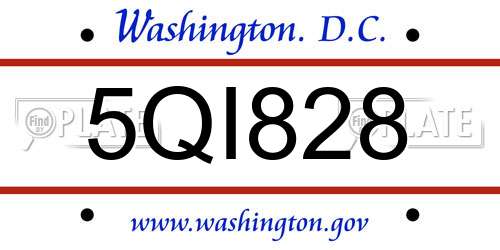 5QI828 District Of Columbia License Plate