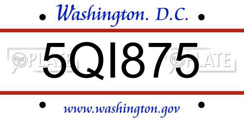 5QI875 District Of Columbia License Plate
