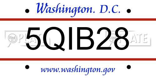 5QIB28 District Of Columbia License Plate