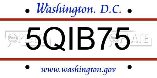 5QIB75 District Of Columbia License Plate