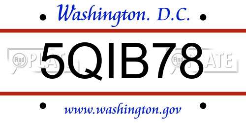 5QIB78 District Of Columbia License Plate
