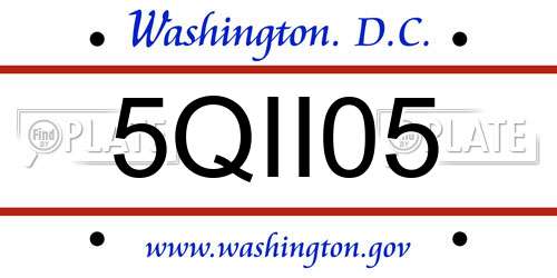 5QII05 District Of Columbia License Plate