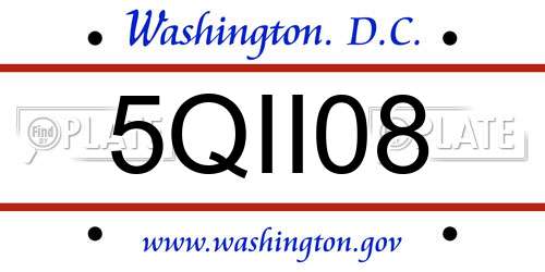 5QII08 District Of Columbia License Plate