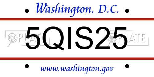 5QIS25 District Of Columbia License Plate