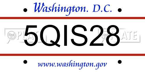 5QIS28 District Of Columbia License Plate