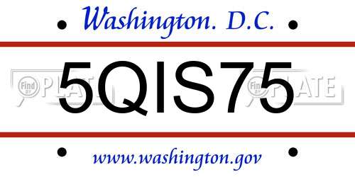 5QIS75 District Of Columbia License Plate