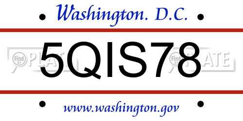 5QIS78 District Of Columbia License Plate