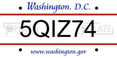 5QIZ74 District Of Columbia License Plate