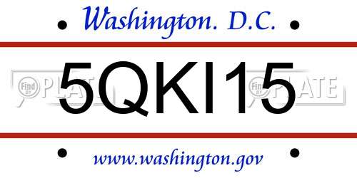 5QKI15 District Of Columbia License Plate