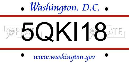 5QKI18 District Of Columbia License Plate