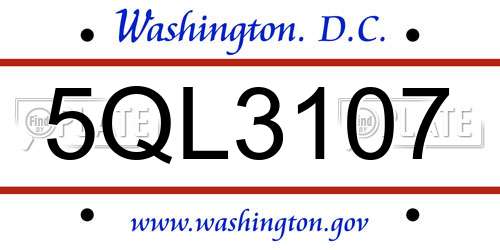 5QL3107 District Of Columbia License Plate