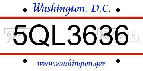 5QL3636 District Of Columbia License Plate