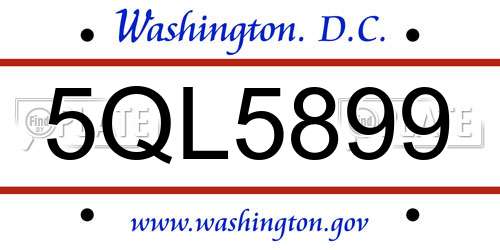 5QL5899 District Of Columbia License Plate