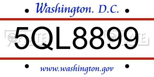 5QL8899 District Of Columbia License Plate