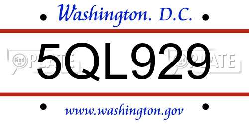 5QL929 District Of Columbia License Plate