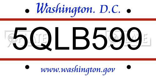 5QLB599 District Of Columbia License Plate