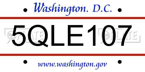 5QLE107 District Of Columbia License Plate