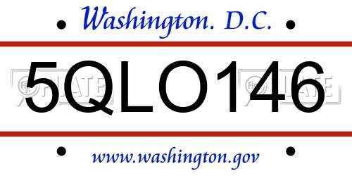 5QLO146 District Of Columbia License Plate