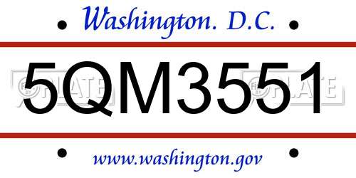 5QM3551 District Of Columbia License Plate