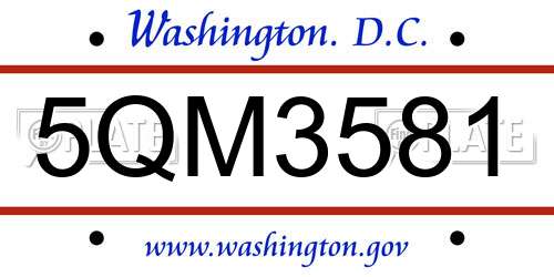 5QM3581 District Of Columbia License Plate