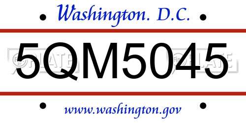 5QM5045 District Of Columbia License Plate
