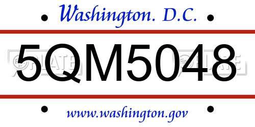 5QM5048 District Of Columbia License Plate