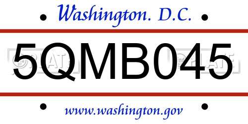 5QMB045 District Of Columbia License Plate