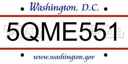 5QME551 District Of Columbia License Plate