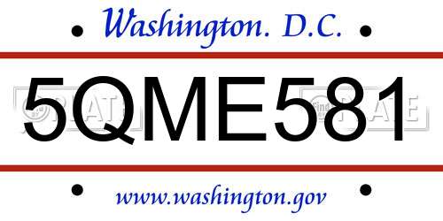 5QME581 District Of Columbia License Plate