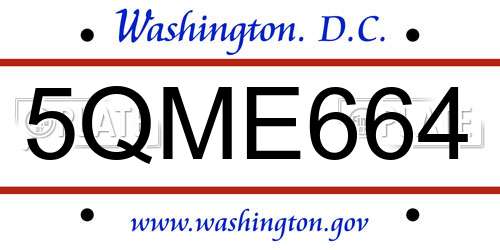 5QME664 District Of Columbia License Plate