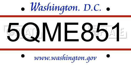 5QME851 District Of Columbia License Plate
