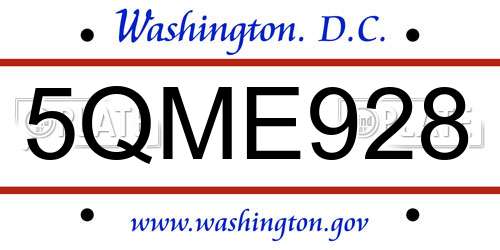 5QME928 District Of Columbia License Plate