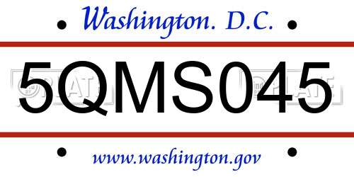 5QMS045 District Of Columbia License Plate