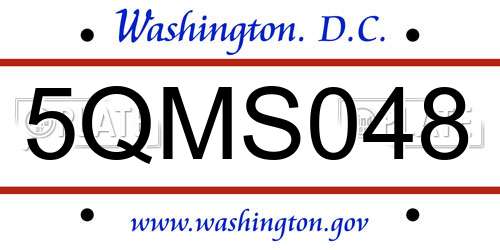 5QMS048 District Of Columbia License Plate