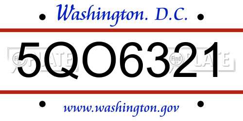5QO6321 District Of Columbia License Plate