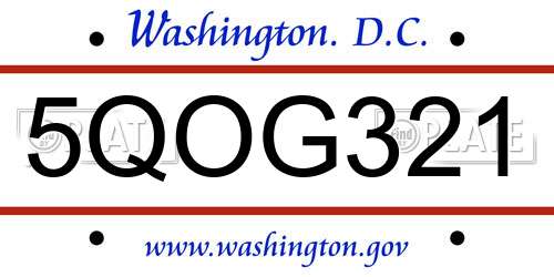 5QOG321 District Of Columbia License Plate