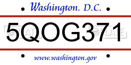 5QOG371 District Of Columbia License Plate