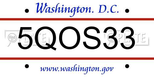 5QOS33 District Of Columbia License Plate