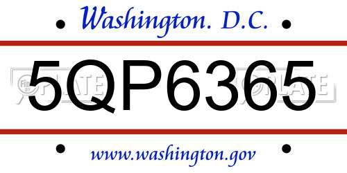 5QP6365 District Of Columbia License Plate