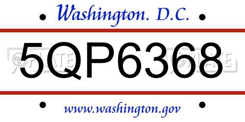 5QP6368 District Of Columbia License Plate