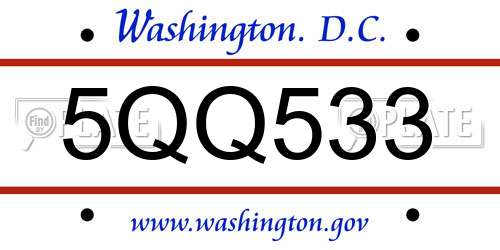 5QQ533 District Of Columbia License Plate