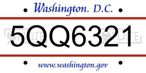 5QQ6321 District Of Columbia License Plate