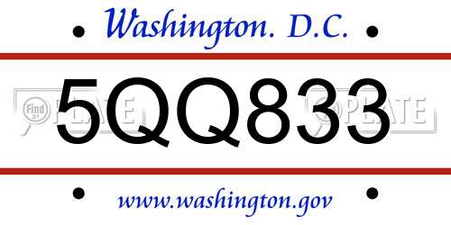 5QQ833 District Of Columbia License Plate