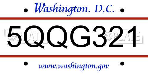 5QQG321 District Of Columbia License Plate