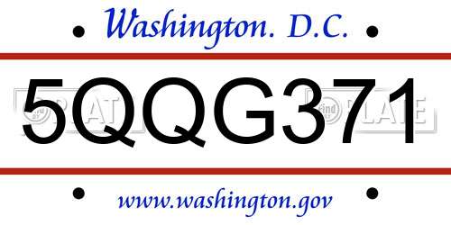 5QQG371 District Of Columbia License Plate
